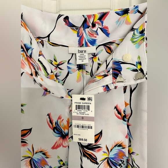 Bar III Floral Wide Leg Pants White NWT Size 0 - Picture 4 of 4